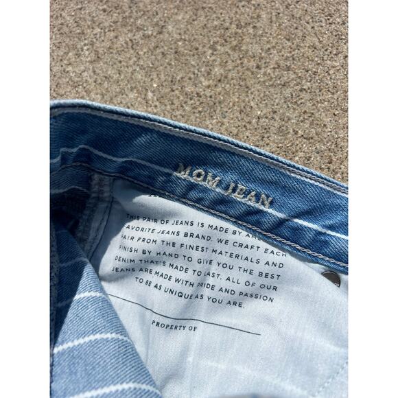 American Eagle Pants Women Size 6 Regular Cotton Denim Pinstripe Mom Jeans Boho - Picture 2 of 8